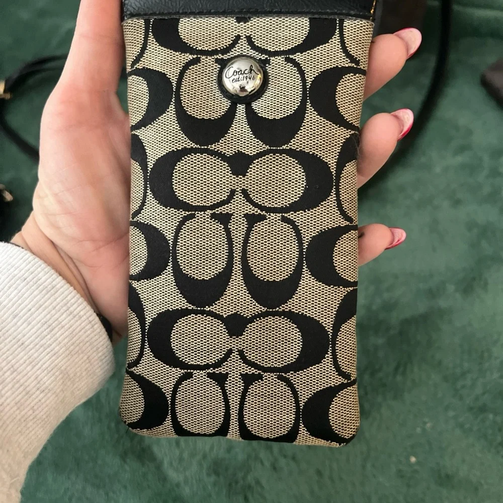 Coach Black and Cream Signature Phone Cover